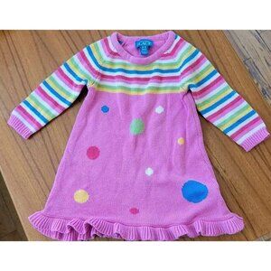 The Children's Place Pink Tunic Sweater Shirt Sz 6-9 Month Stripes Dots Knitted